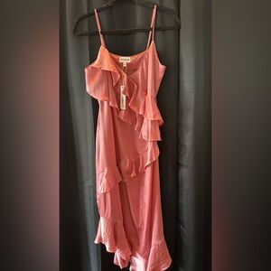 Steve Madden Asymmetrical Coral Ruffle Dress